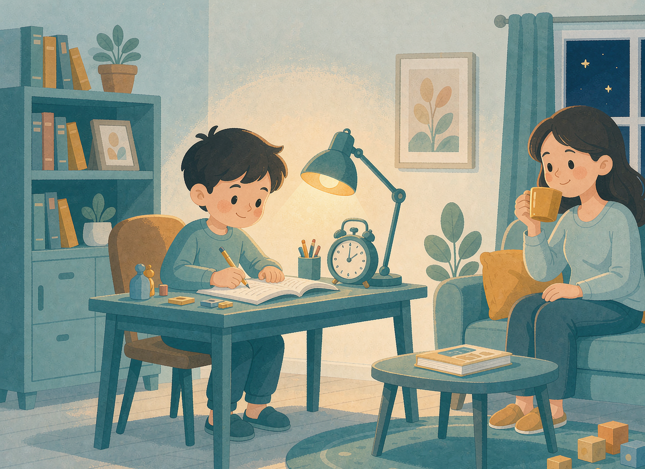 妈妈不再吼作业之后 主题插画
